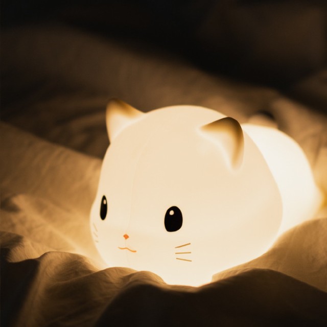 ナイトライト かわいい 子供部屋 猫 ライト ネコ ねこ デスクライト LED ランプ USB充電式【タイマー付き 2段階調光 子供部屋 授乳 間接照明 夜間ライト 柔らか素材 おやすみライト ライト