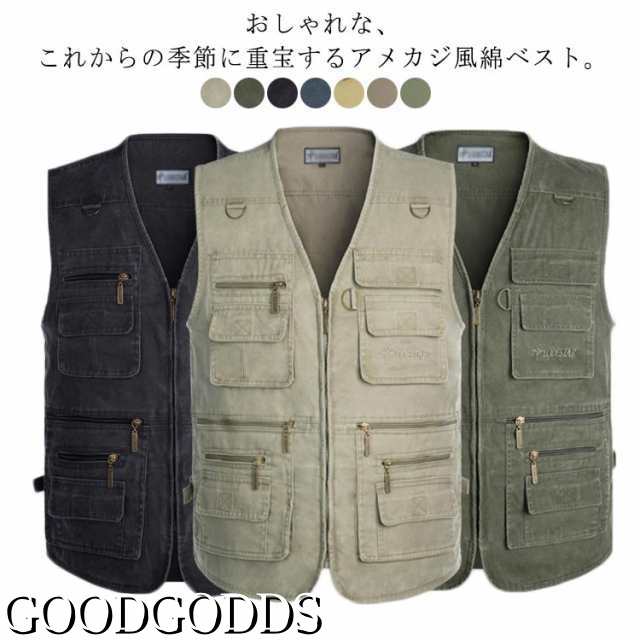 メンズ ベスト カジュアル ベスト 綿 作業着 シニア ポケット 前開き アウトドアベスト カジュアルベスト デニムジャケット ゴルフ 羽織り アメカジ レトロ おしゃれ 韓国 おしゃれ かっこいい 
