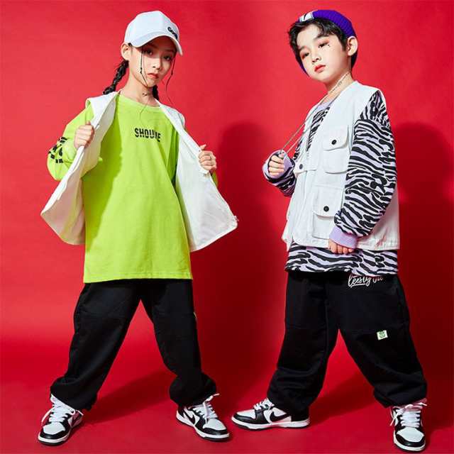 キッズ ダンス衣装 ヒップホップ HIPHOP 韓国 上下 長袖 子供 トップス シャツ ロングパンツ 女の子 男の子 ジャズダンス 体操服 練習着 応援団 ダンス衣装