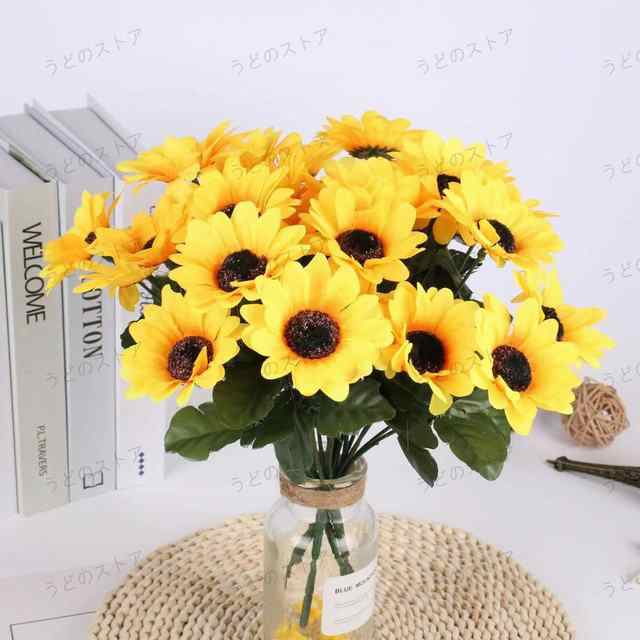 ひまわり 3束 21本セット 造花 花束 人工観葉植物 ブーケ 枯れない花 撮影道具 インテリア 部屋飾り