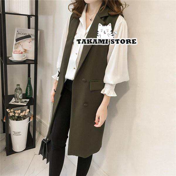 ジレ レディース コート ジャケット ロング ベスト テーラード トレンチ 秋 春 アウター 無地 制服 上品 オフィス 通勤 フォーマル 事務服 大きいサイズ
