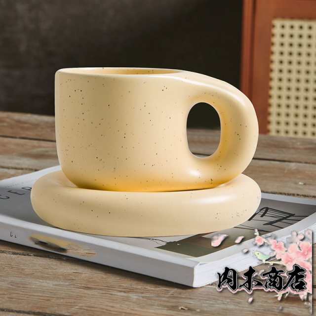 マグカップ×ソーサー コーヒーカップ ティーカップ 陶器 2点セット 400ml 珈琲 カップ 食器 マグ プレート コップ 皿 置物 韓国 北欧 ラウンドデザイン おうち時間 カフェ お洒落 可愛い