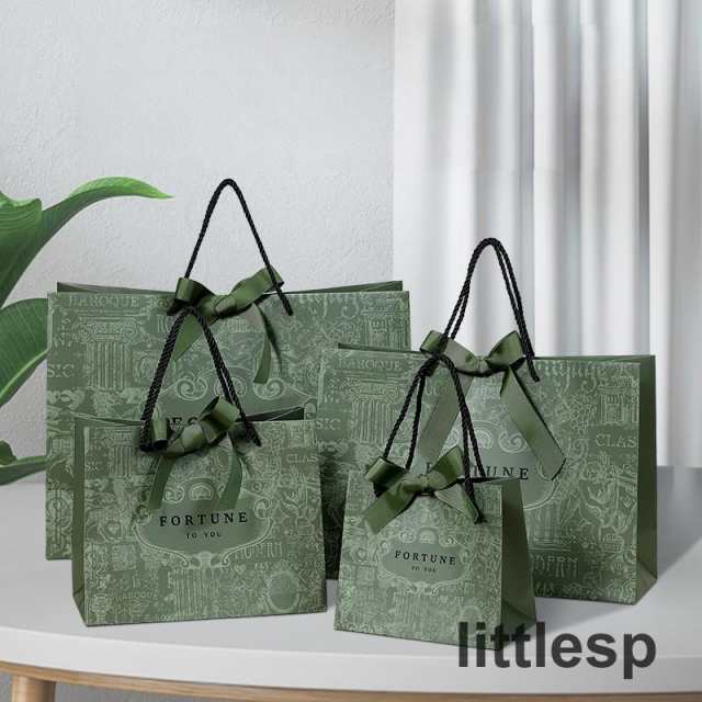 紙袋 18*10*16cm クラフトバッグ セット ギフトバッグ ペーパーバッグ 手提げ 手土産袋 ラッピング用品 リボン 持ち手