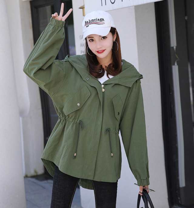 マウンテンパーカー レディース 大きいサイズ XL 2XL 3XL 4XL 5XL 6XL アウター ブルゾン 長袖 フード付き ファスナー ウエストマーク ドロスト 春 夏 秋 大きめ ゆったり 可