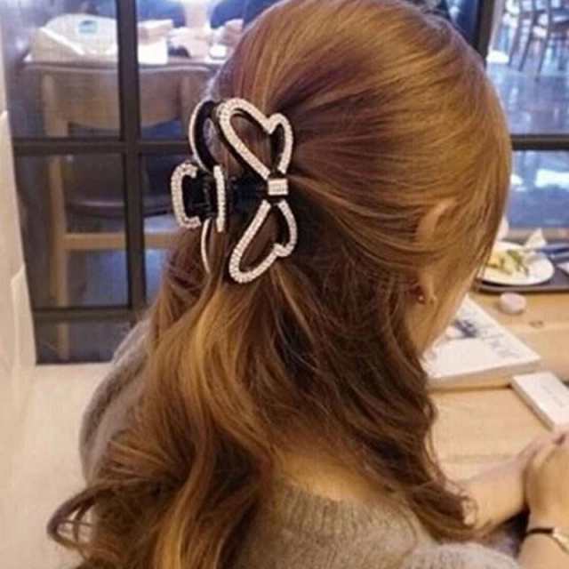 ヘアクリップ レディース 蝶 リボン ラインストーン アクセサリー ヘアアレンジ 可愛い デザイン リボンデザインヘアクリップ 上品なデザ