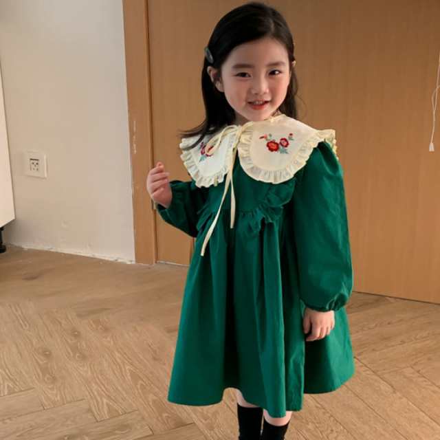 ベビー ガールズワンピース 長袖 秋 冬 秋冬 キッズ 子供 スカート ワンピ 綿 ワンピース フリル ハート柄 姉妹 お揃い 服 赤ちゃん 秋服 冬服 姉妹コーデ リンクコーデ 姉妹服 女の子 かわ