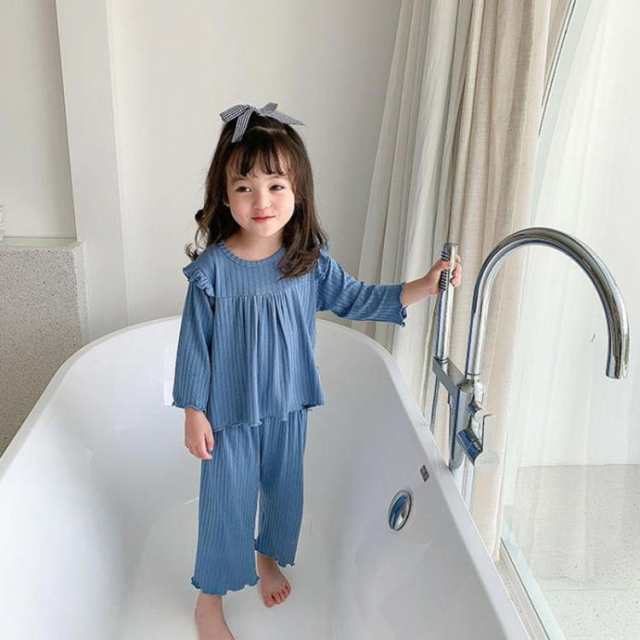 パジャマ キッズ 綿100% 女の子 レディース かわいい裾フリル ジュニア おしゃれ 冬 長袖 部屋着 長袖パジャマ 子供 薄手 ルームウェア プリンセス 妖精 お姫様 ガールズ ナイトウェア 可愛