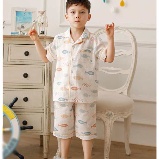 キッズ 半袖 tシャツ ハーフパンツ 上下セット 男の子 パジャマ 夏 用 子供 服 薄手 綿 トップス ショートパンツ 半ズボン ホームウェア 部屋着 男児・女児 オーガニック ルームウェア ねまき