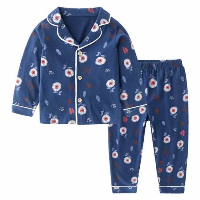 子供服 パジャマ 女の子 部屋着 ガールズ 前開き ルームウェア 上下セット 綿100 長袖 男の子 折り襟 ロングパンツ２点 ジュニア 柔らかい 通気性 伸縮性 暖かい 通気性 カジュアル かわいい