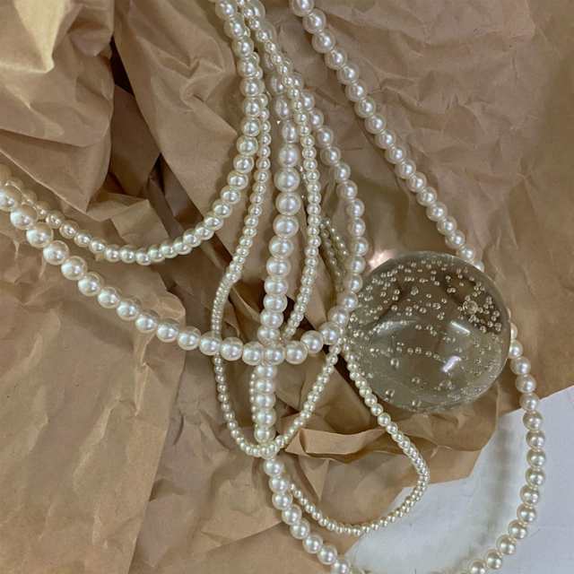 ロングネックレス ネックレス レディース パール ロング アクセサリー ジュエリー パールネックレス 重ね付け ゴージャス エレガント 食事会 パーティー お呼ばれ ホワイト シンプル 可愛い イベン