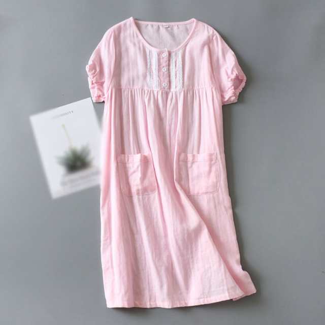 パジャマ ワンピース ネグリジェ マシュマロガーゼ スリーパー レディース 綿100％ 肌にやさしい ネグリジェ マタニティ 長袖 綿100 春夏