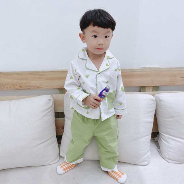 子供服 パジャマ ベビー ルームウェア キッズ 長袖 トップス ズボン 上下セット 赤ちゃん 服 男の子 女の子 前開き シャツ ロングパンツ セットアップ 肌着 ジュニア ナイトウェア 部屋着 寝間