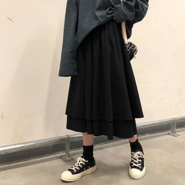 Aラインスカート 不規則裾 ロング プリーツ ハイウェスト 春秋 ナチュラル カジュアル 学生 デート 通学 同窓会 成人式 卒園式 ゆったり 体型隠し お尻カバー 卒園式 文化祭 柔らかい スリム 