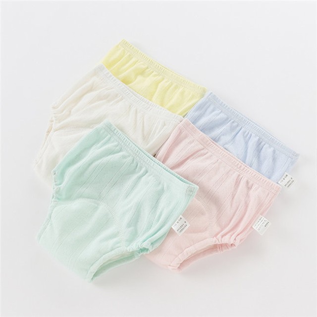 ベビー トレーニングパンツ おむつカバー4層 男の子 女の子 90 100 110 4枚組 パンツ ガーゼ 防水層付 おねしょ ズボン 吸水性改良 おねしょ対策 通気性 トイトレ トレパン 布おむつ 