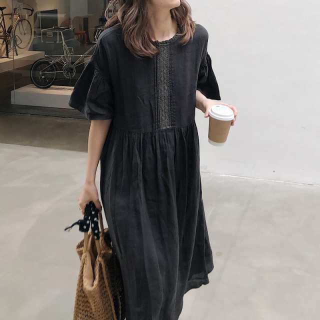 【ポイント10倍！】リネンワンピース 半袖 ワンピース ロング 夏 リゾートワンピース 40代 フォーマル 黒ワンピース 50代 綿麻ワンピース コットン麻風 30代夏服 ワンピ アジアン