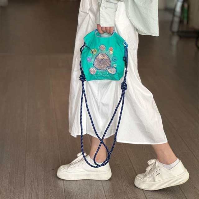 ボールアンドチェーン エコバッグ ショルダーストラップ1本無料 min 刺繍 繰り返し使用 買い物袋 ナイロンバッグ ショッピングバッグ トートバッグ 母の日