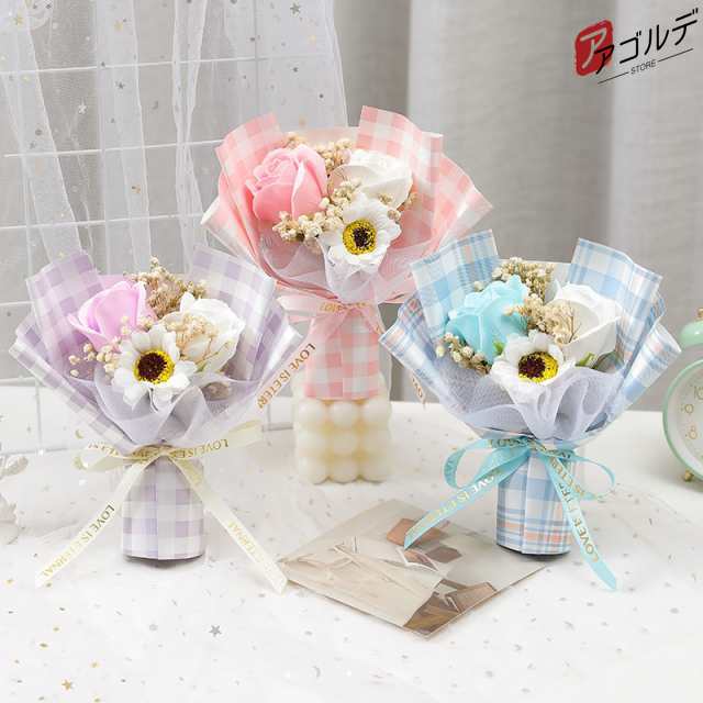 LED 造花 プリザーブドフラワー フラワーソープ シャボンフラワー ギフト 花 花束 ブーケ バラ ミニブーケ 母の日 父の日 プレゼント 光