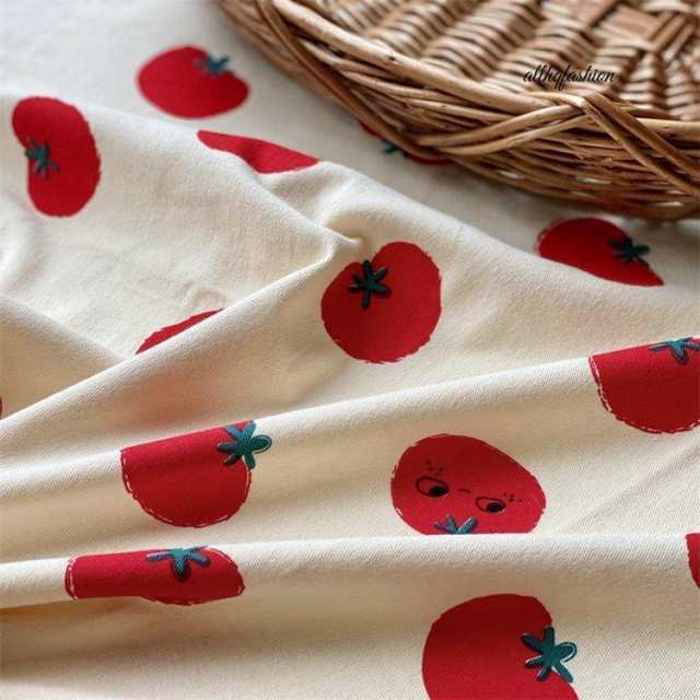 生地 幅150cm 丈50m売り 手芸 布 綿 手作り トマト 可愛い刺繍 綿麻 コットン ファブリック 布地 繊細 バッグ ワンピース