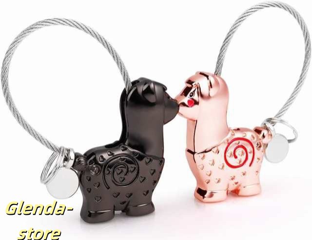ペア キーホルダー カップル キーホルダー アルパカ キス お揃い 人気 かわいい キーリング 鍵 動物 ペンダント ネック