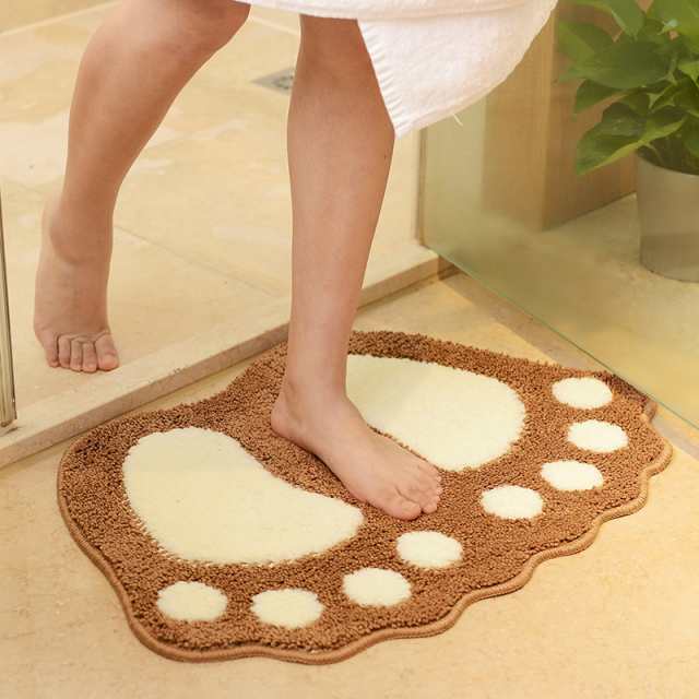 バスマット 足形 フット型 カラフル かわいい 滑り止め 浴室 バスルーム キッチン 玄関 40×60 48×67cm 全8色